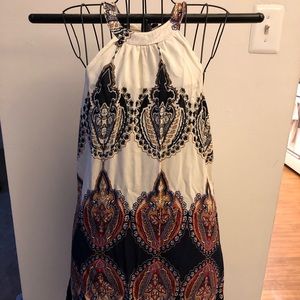 Paisley high neck, tie in back dress 👗